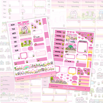 Sunrise Town | Journaling sticker