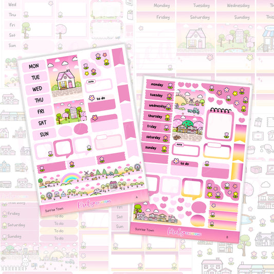 Sunrise Town | Journaling sticker