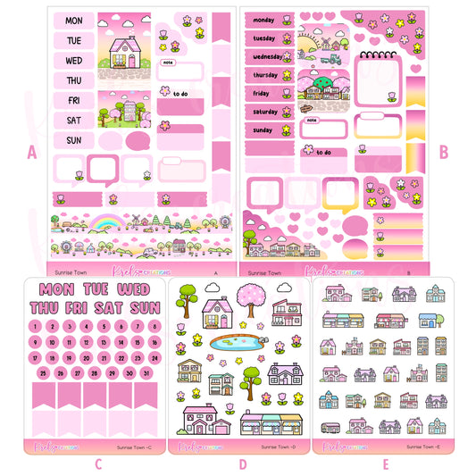 Sunrise Town | Journaling sticker