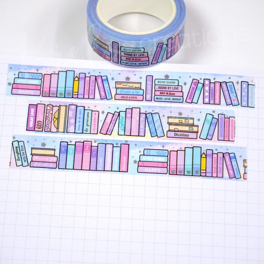 Bookstionery V.3 | Silver foil | 15mm washi tape