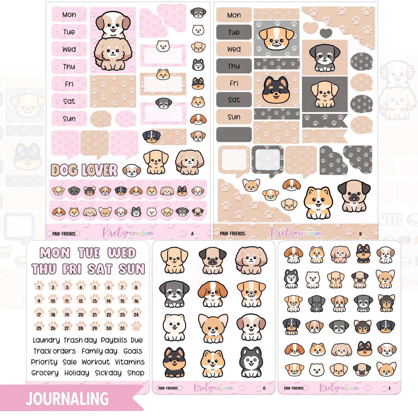 Paw Friends | Journaling sticker