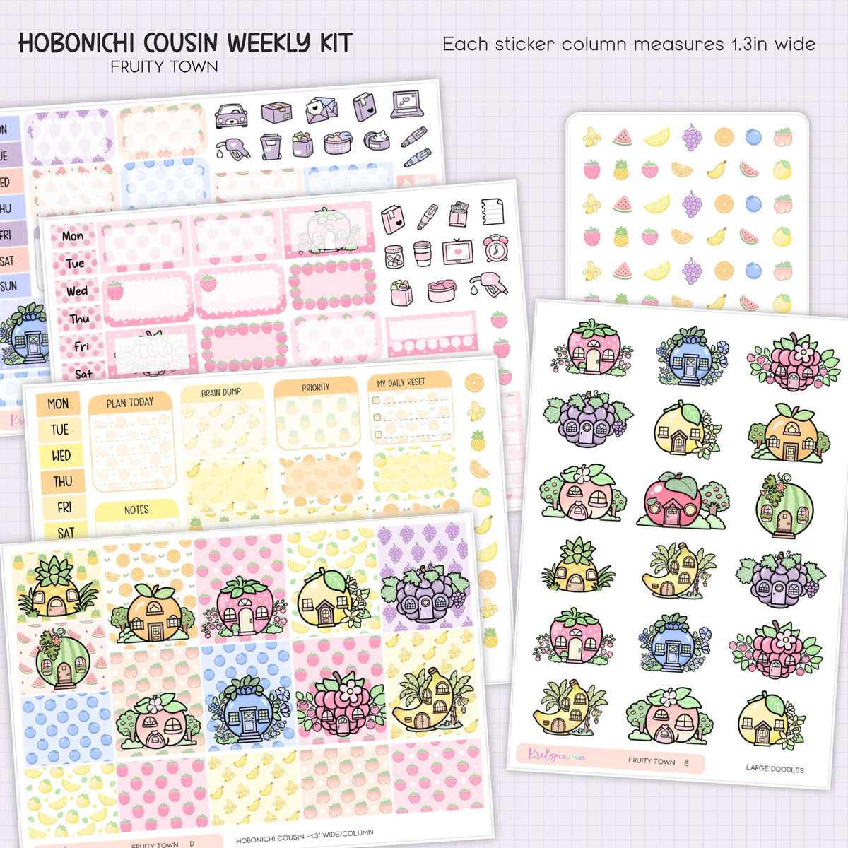 STICKERS & WASHI TAPE COMBO | FRUITY TOWN