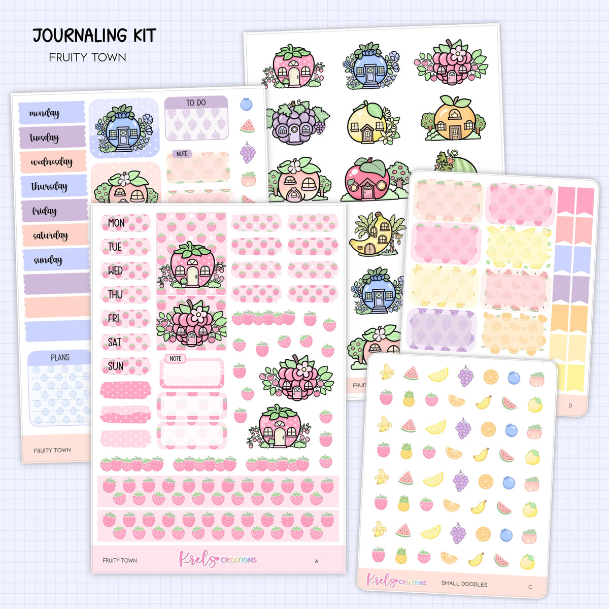 STICKERS & WASHI TAPE COMBO | FRUITY TOWN