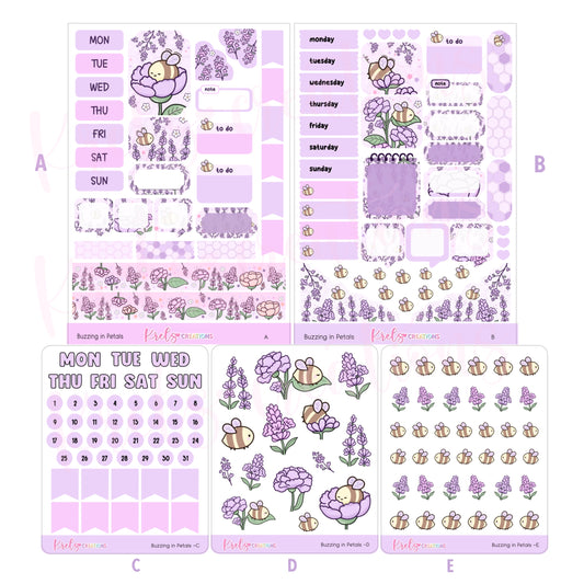 Buzzing in Petals | Journaling sticker