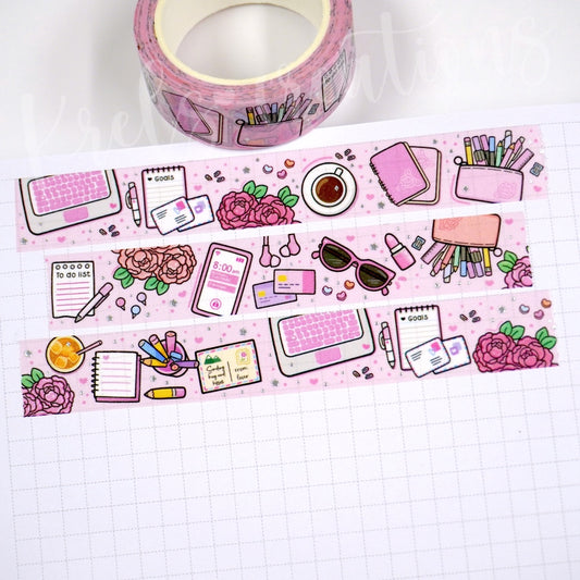 Pink Gal | Silver foil | 15mm washi tape