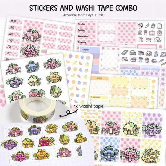 STICKERS & WASHI TAPE COMBO | FRUITY TOWN