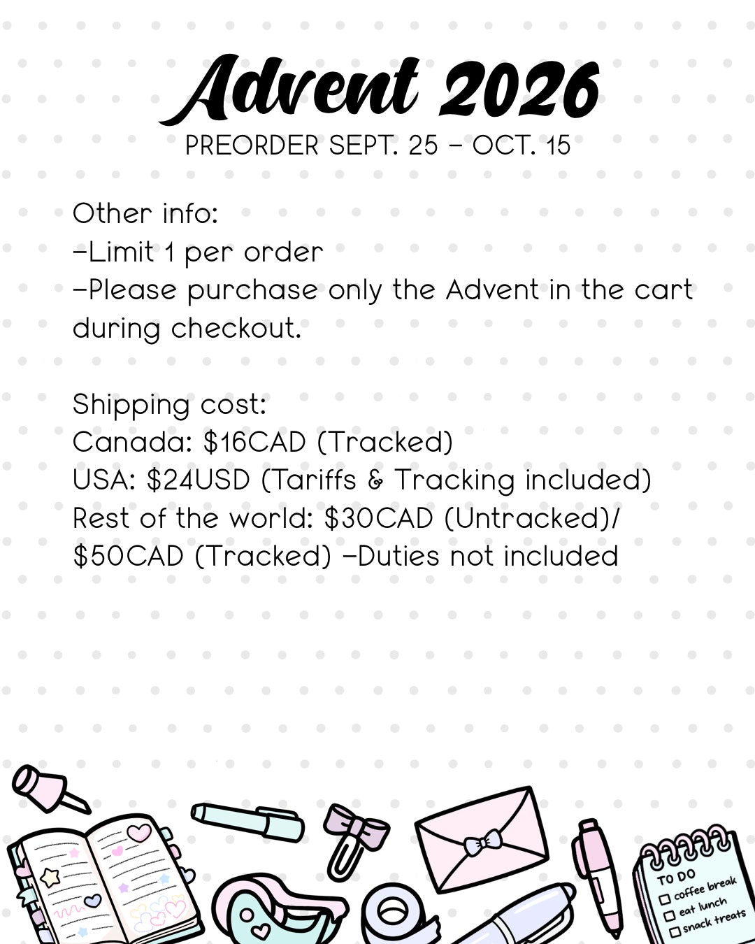ADVENT 2026 (PRESALE SEPT. 25 - OCT. 15)