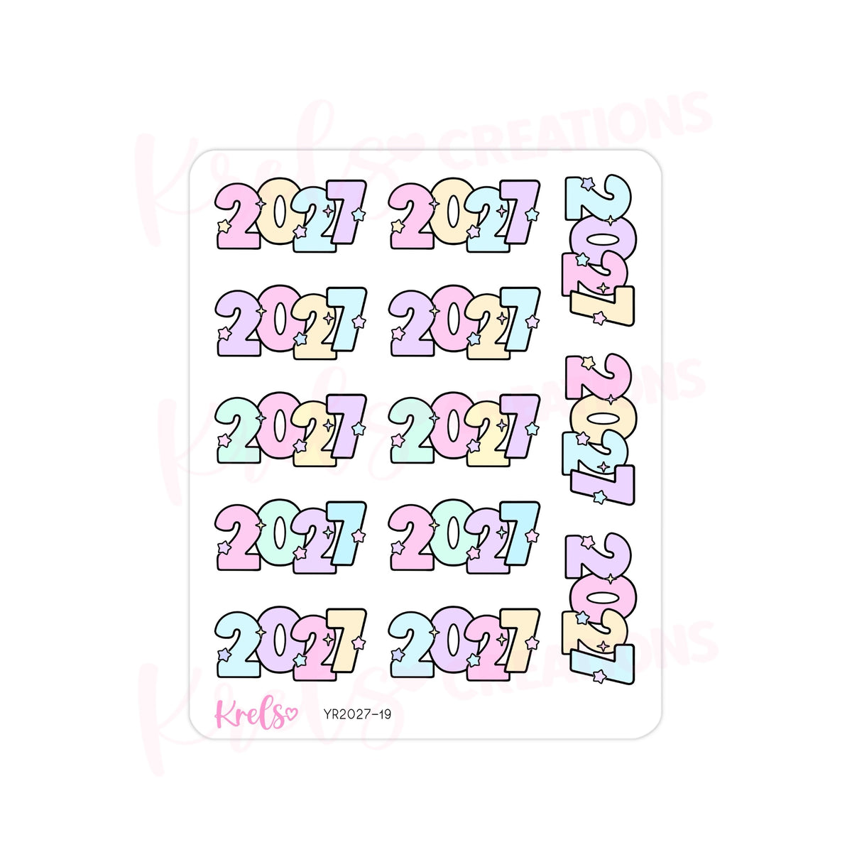 2027 Number sticker -Rainbow pastel