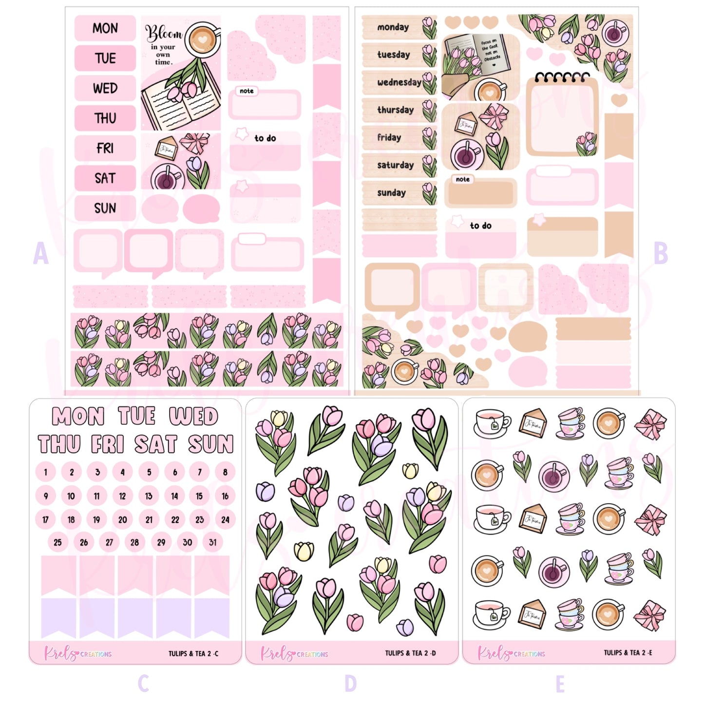 Tulips & Tea 2 | Journaling sticker
