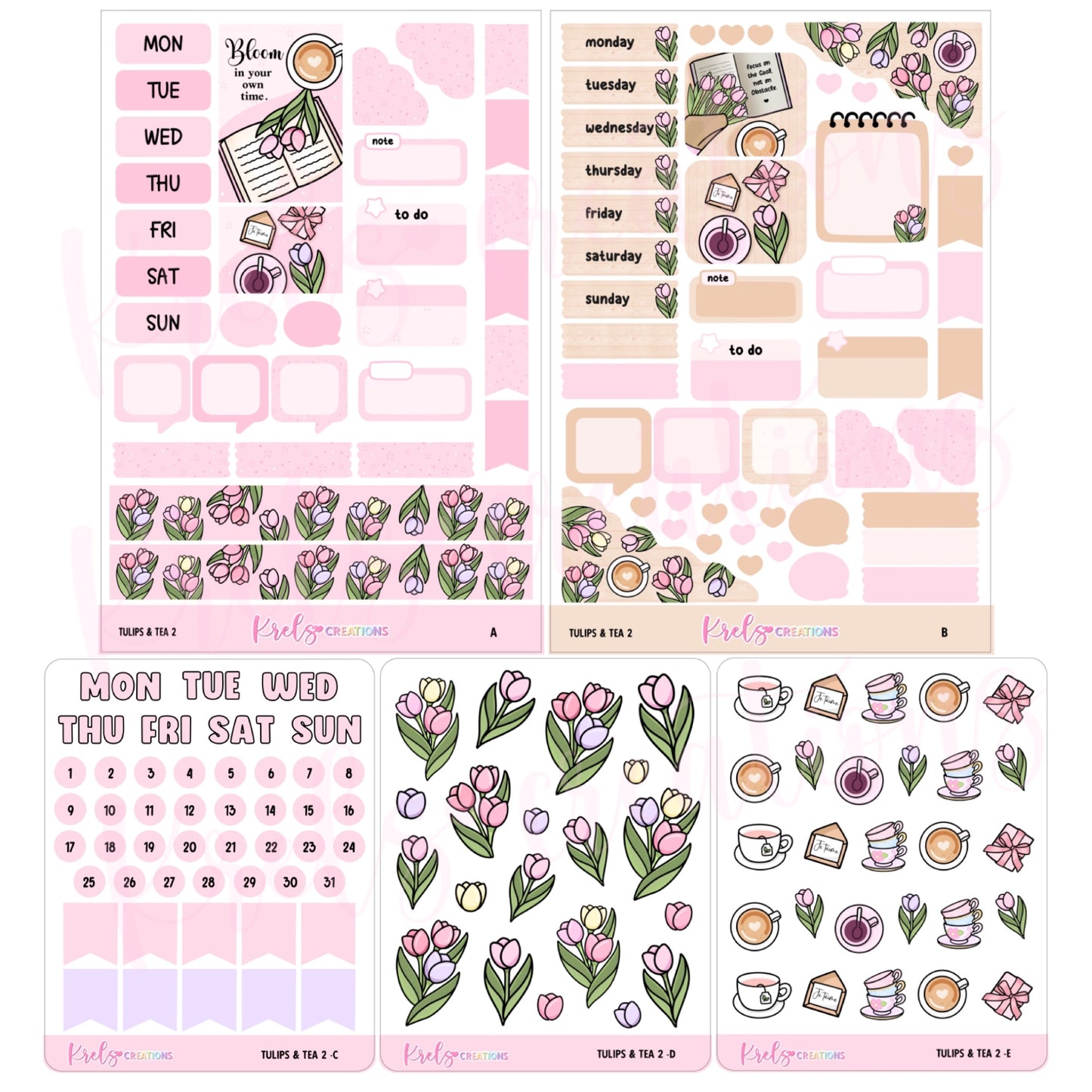 Tulips & Tea 2 | Journaling sticker