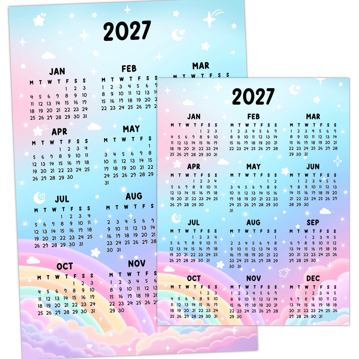 2027 Calendar sticker -Rainbow Sky