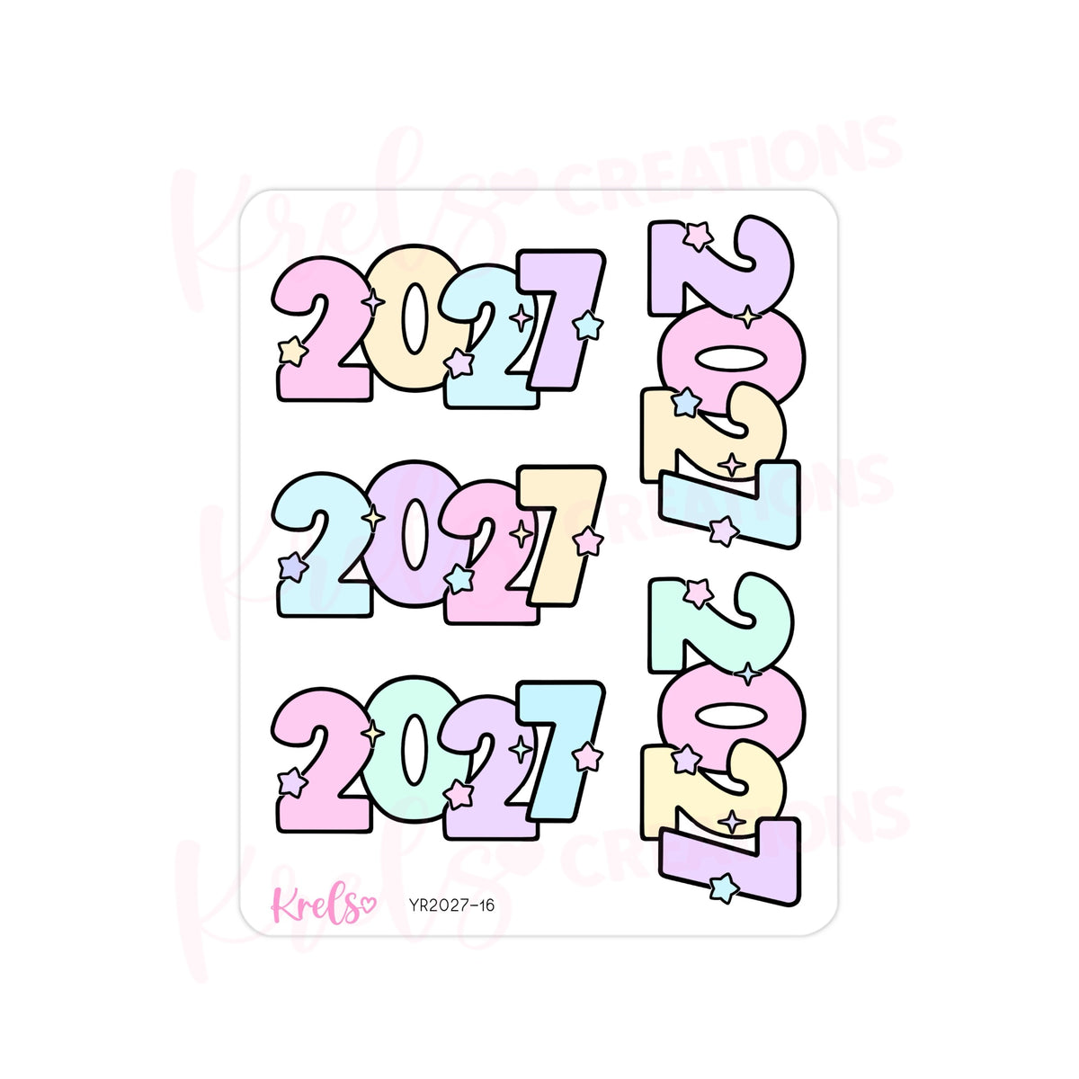 2027 Number sticker -Rainbow pastel