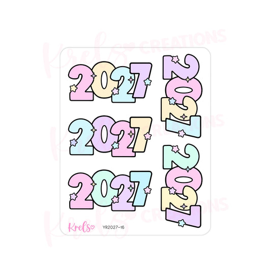 2027 Number sticker -Rainbow pastel