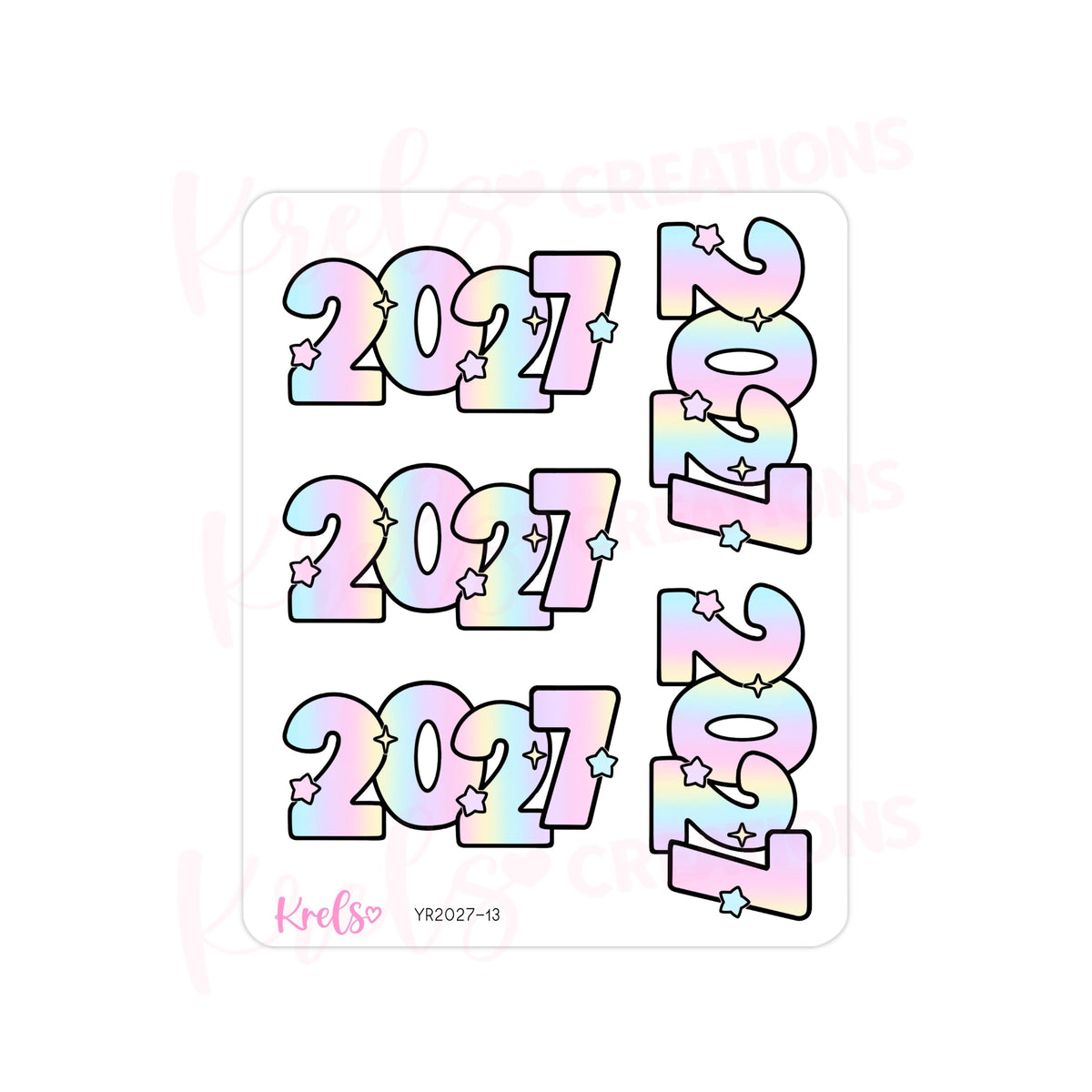 2027 Number sticker -Ombre pastel