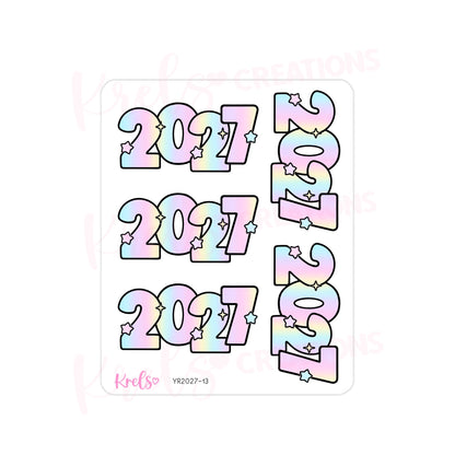 2027 Number sticker -Ombre pastel