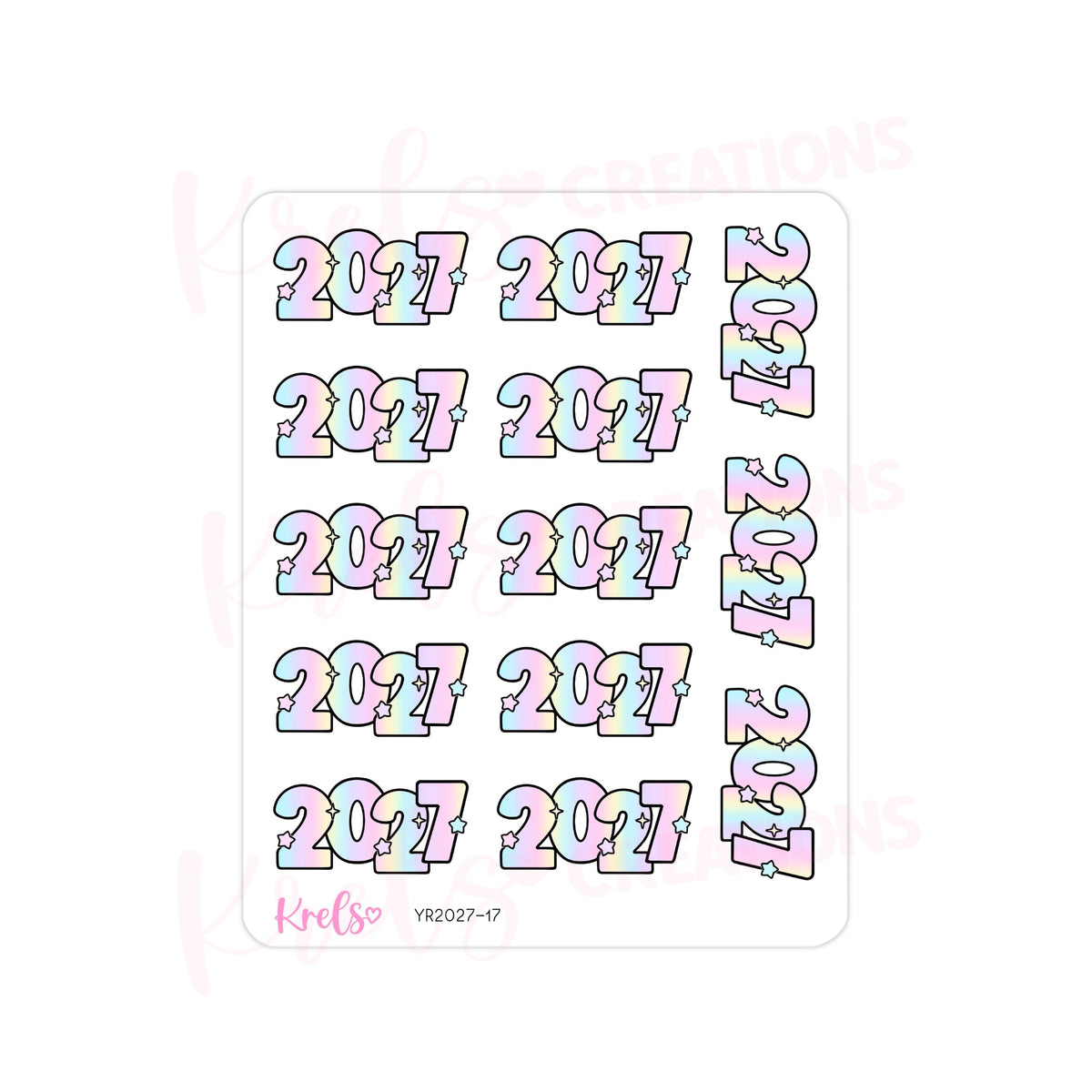 2027 Number sticker -Ombre pastel
