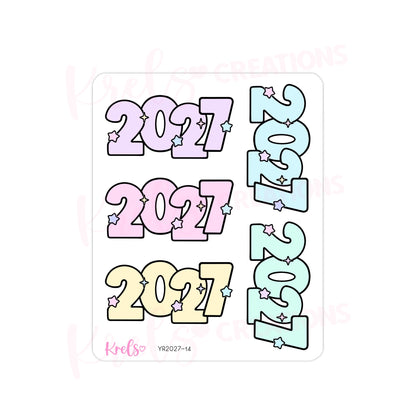 2027 Number sticker -Pastel