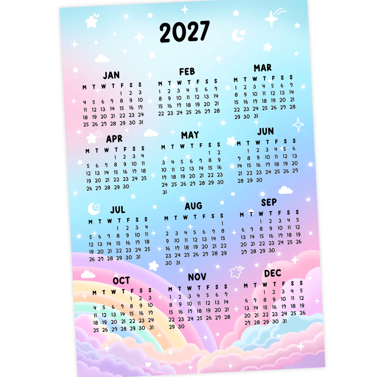 2027 Calendar sticker -Rainbow Sky