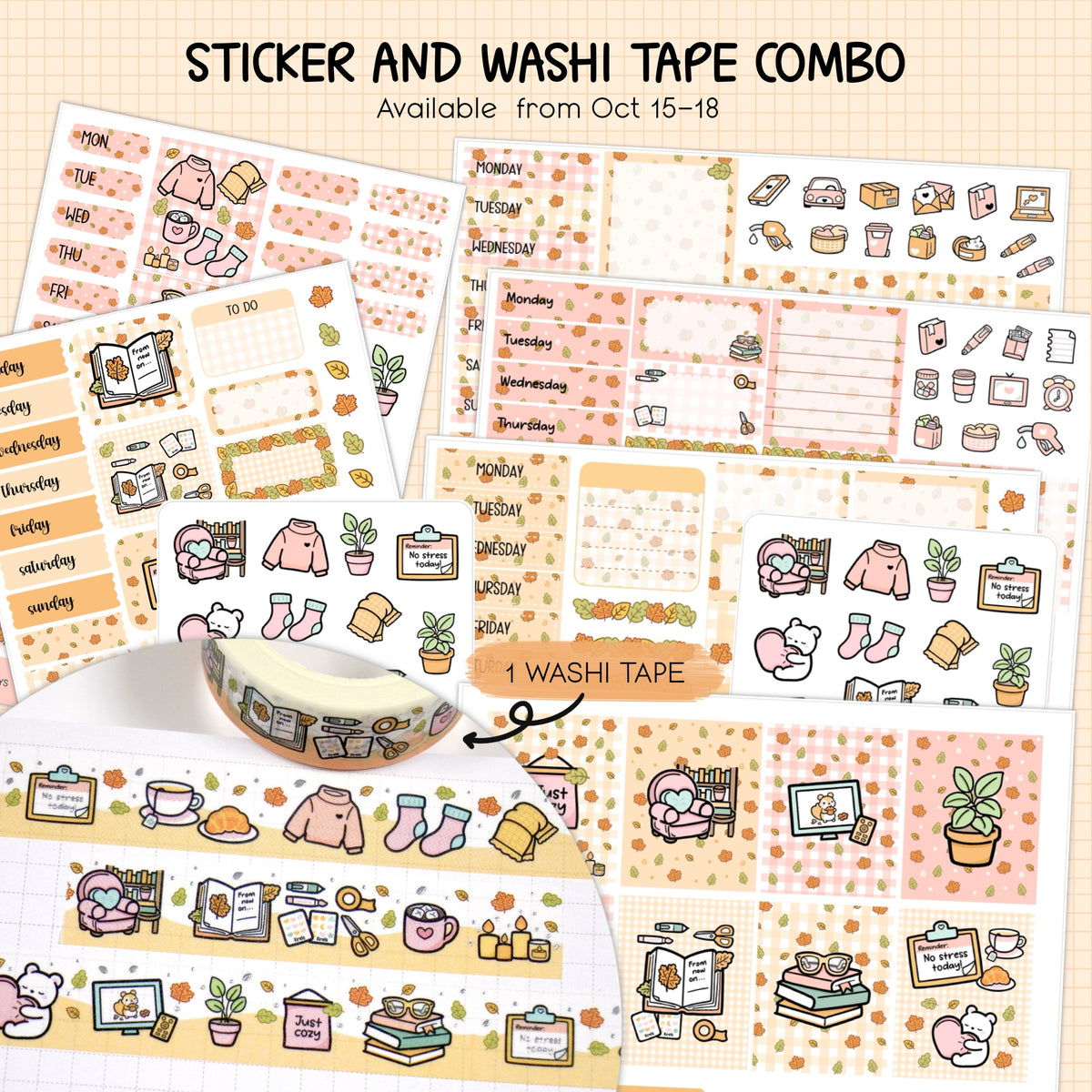 STICKERS & WASHI TAPE COMBO | COZY DAYS