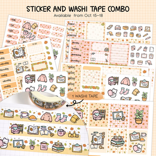 STICKERS & WASHI TAPE COMBO | COZY DAYS