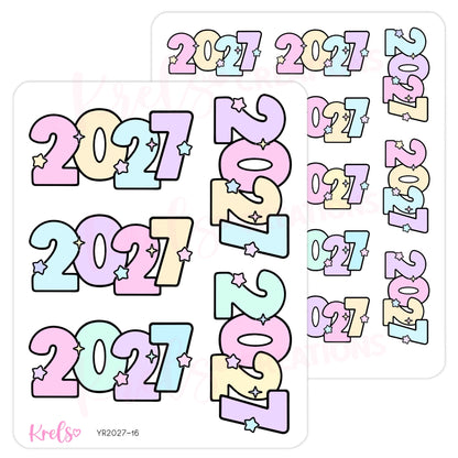 2027 Number sticker -Rainbow pastel