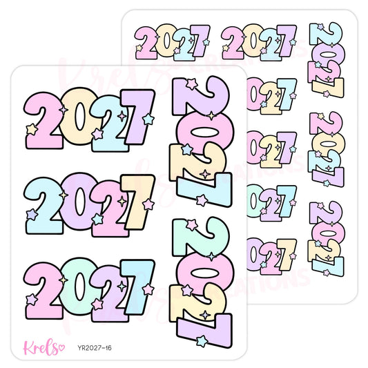 2027 Number sticker -Rainbow pastel