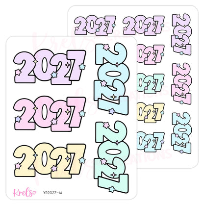2027 Number sticker -Pastel
