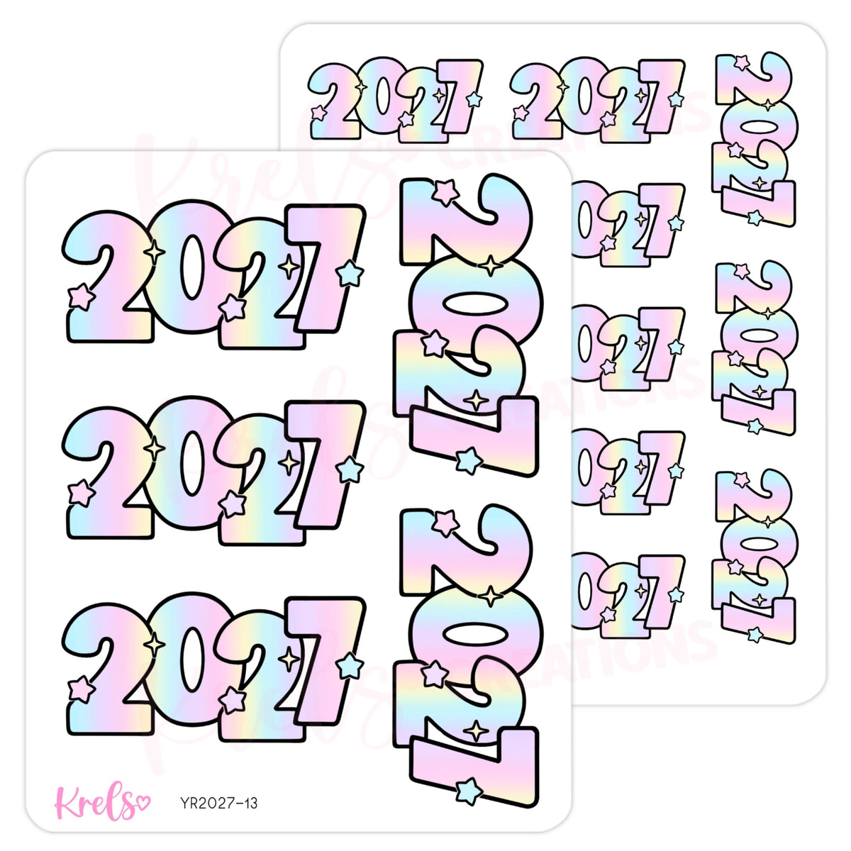 2027 Number sticker -Ombre pastel