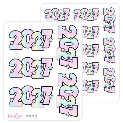 2027 Number sticker -Ombre pastel