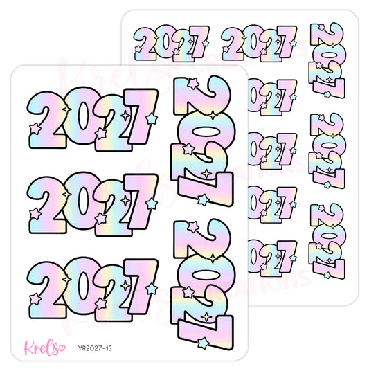 2027 Number sticker -Ombre pastel