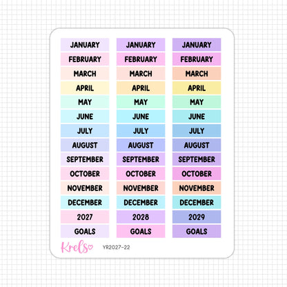 Month Names, Years & Goals Planner sticker