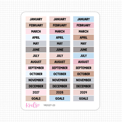 Month Names, Years & Goals Planner sticker