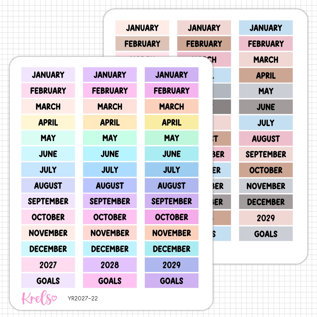 Month Names, Years & Goals Planner sticker