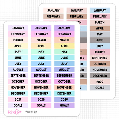 Month Names, Years & Goals Planner sticker