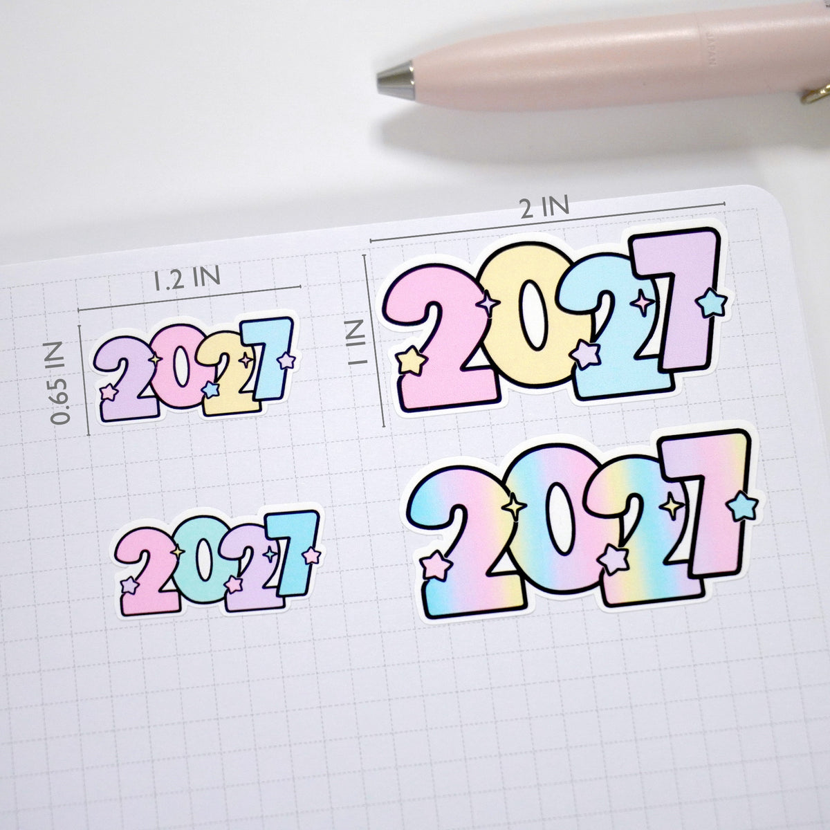 2027 Number sticker -Rainbow pastel
