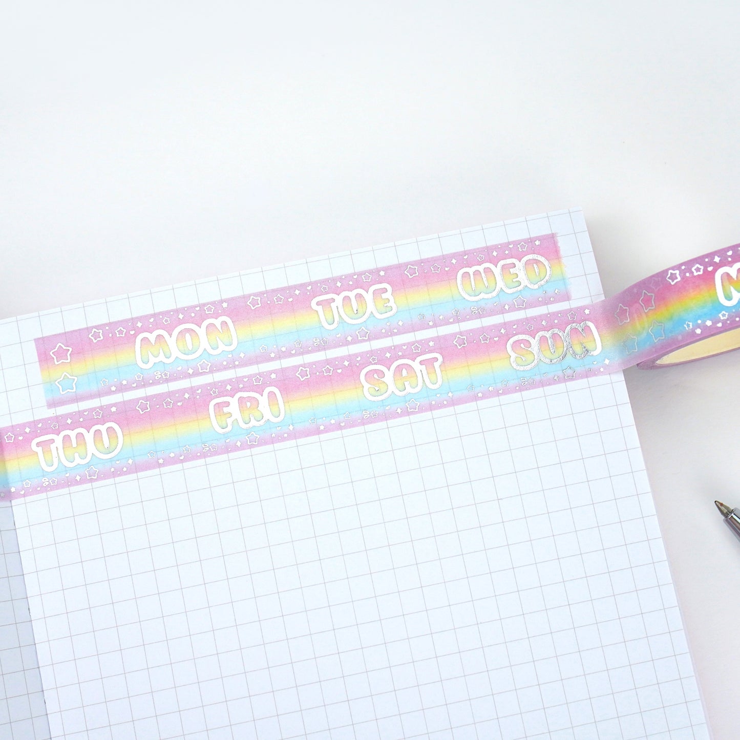 Days of the week washi tape | Silver foil | 15mm washi tape