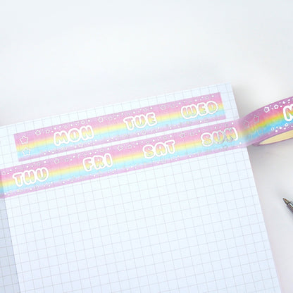 Days of the week washi tape | Silver foil | 15mm washi tape