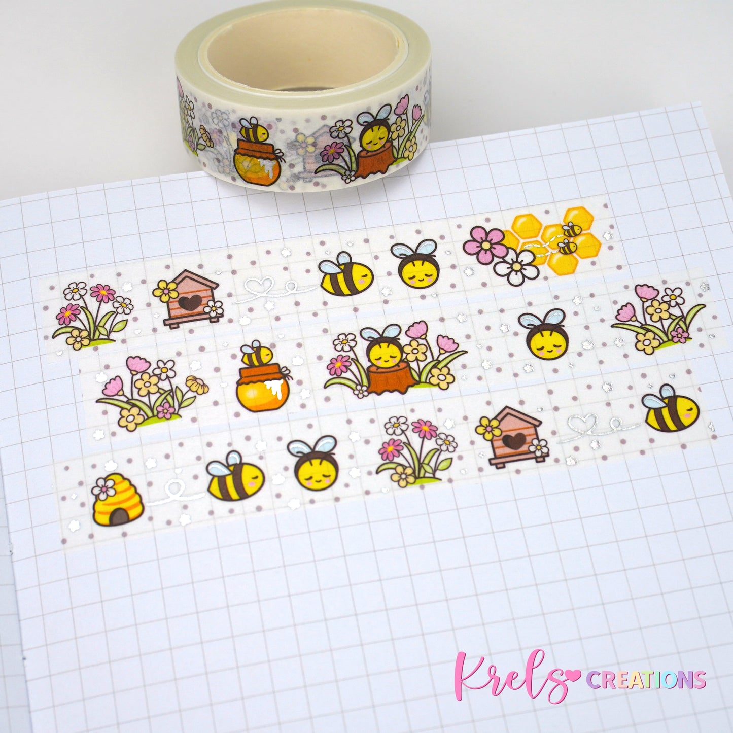 Bee happy | Silver foil | 15mm washi tape