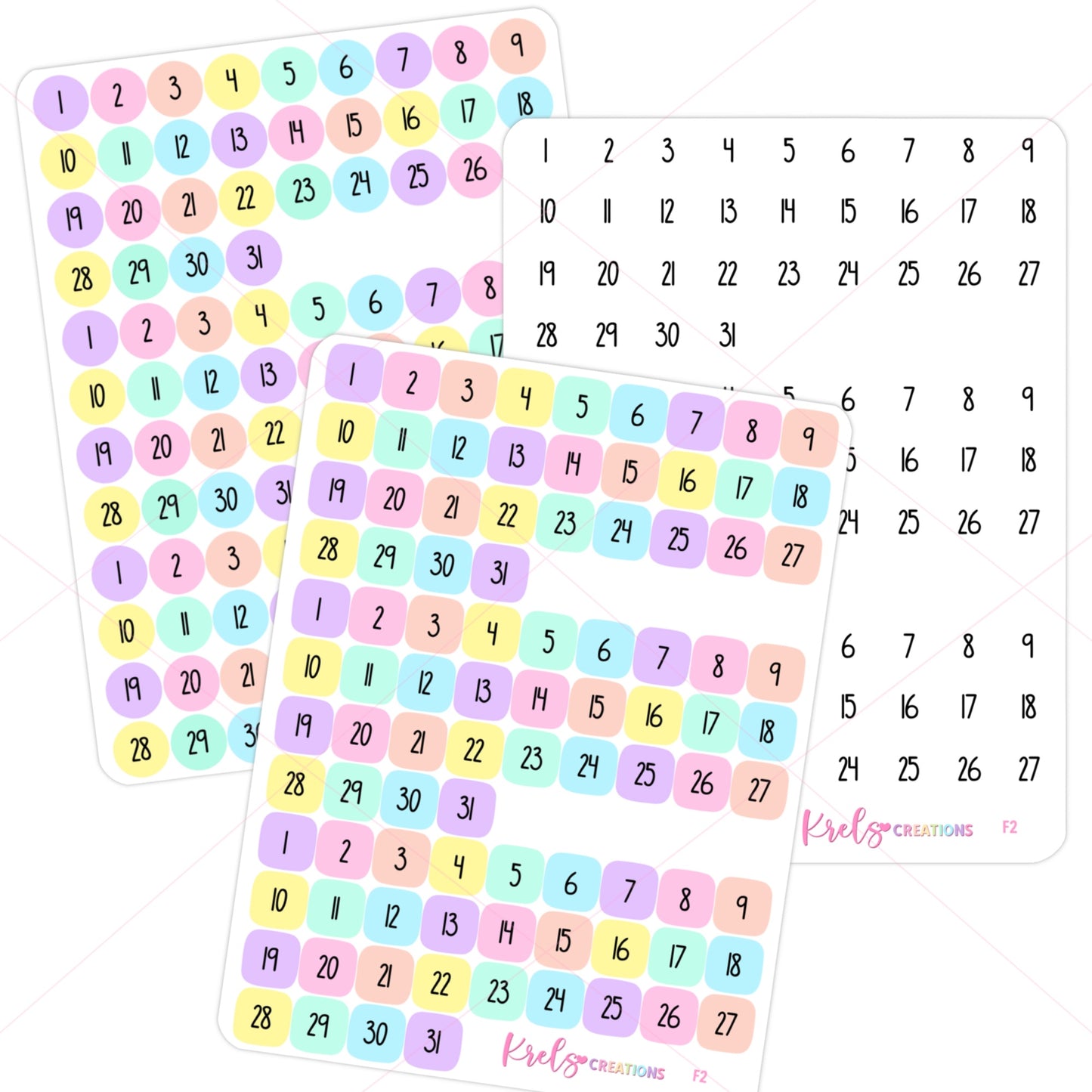 Number scripts stickers