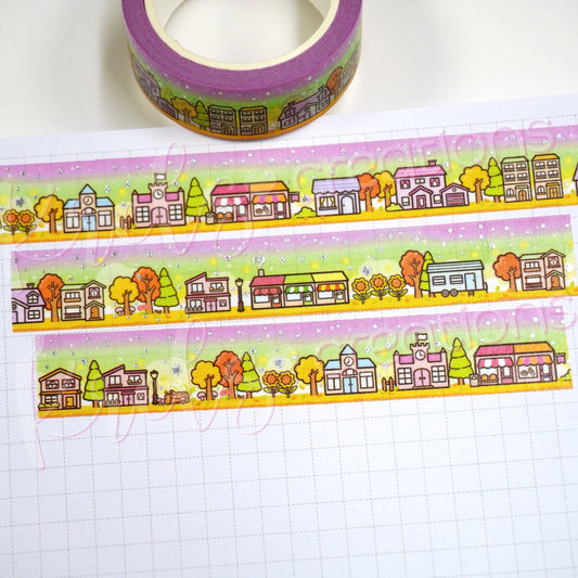 Hello Town -Fall | Silver foil | 15mm washi tape