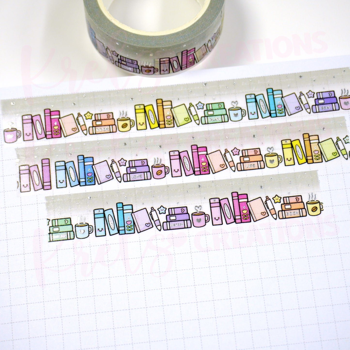 Bookish | Silver foil | 15mm washi tape