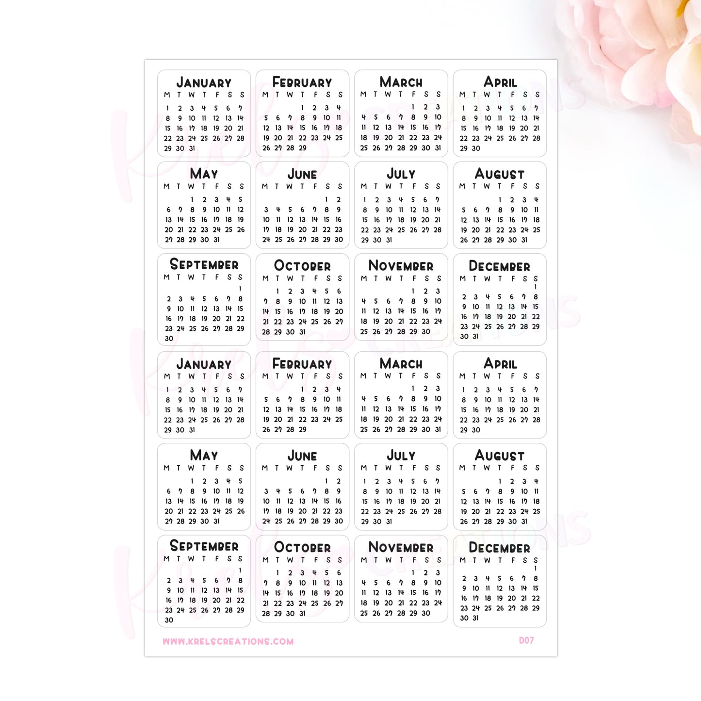 D07 | 2024 Mini Calendars | Neutral color