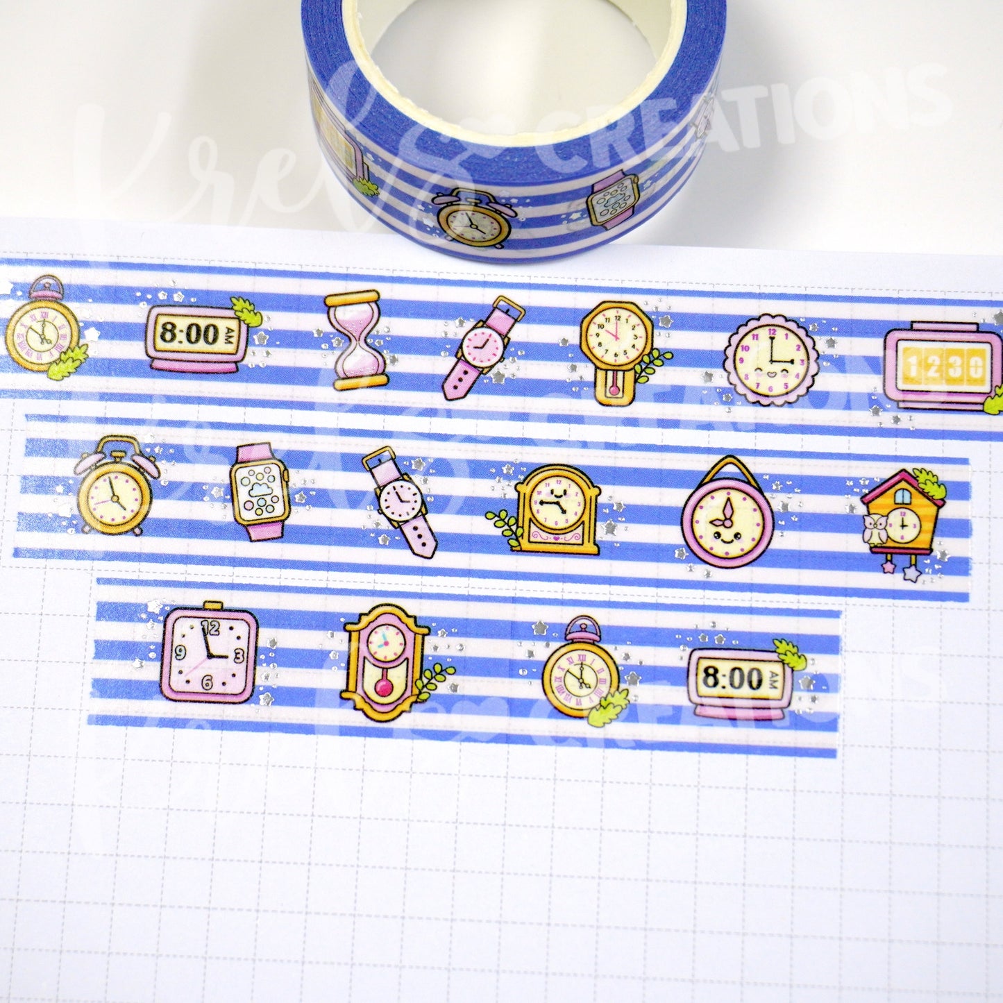 TICK TOCK | Silver foil | 15mm washi tape