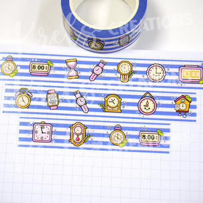 TICK TOCK | Silver foil | 15mm washi tape