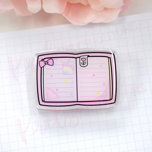 Acrylic paper clip | Pink notebook