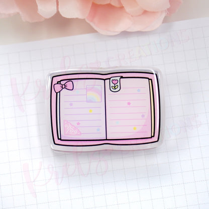 Acrylic paper clip | Pink notebook