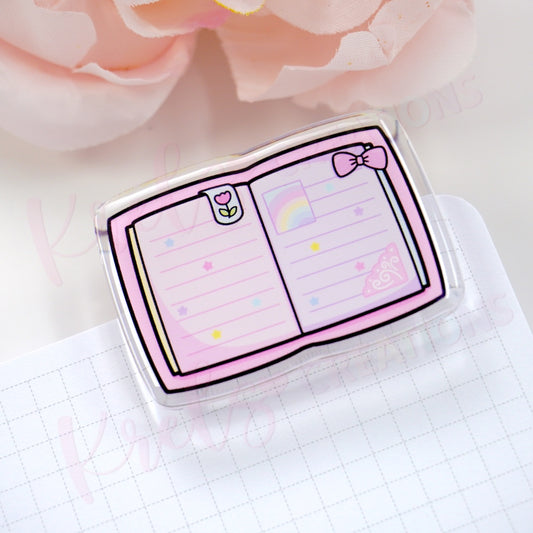 Acrylic paper clip | Pink notebook