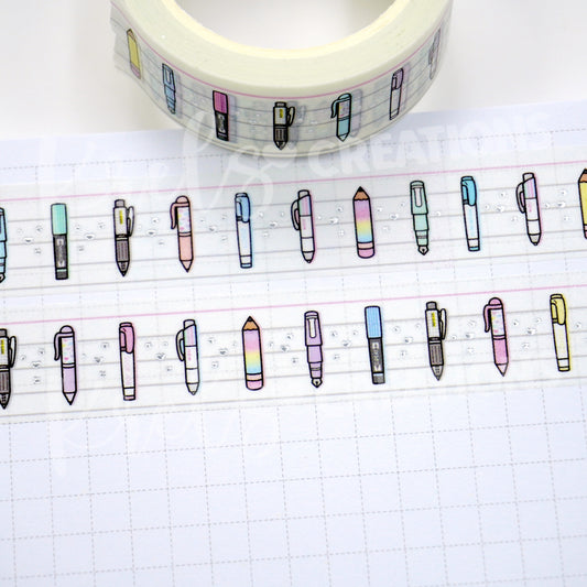 Pen lover | Silver foil | 15mm washi tape