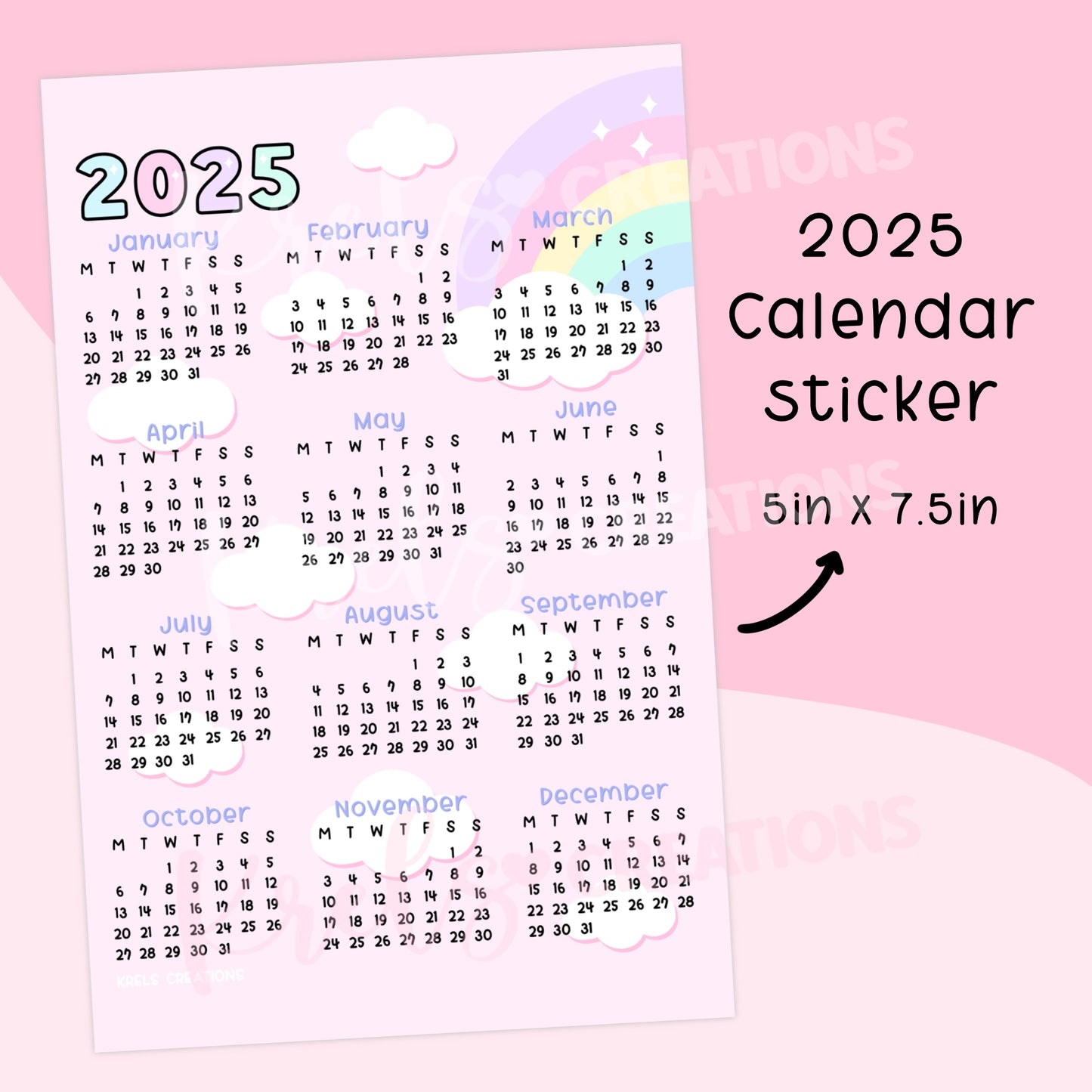 D145 | 2025 Calendar sticker | Choose size