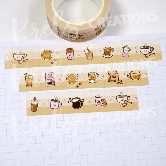 Coffee first | Silver foil | 15mm washi tape